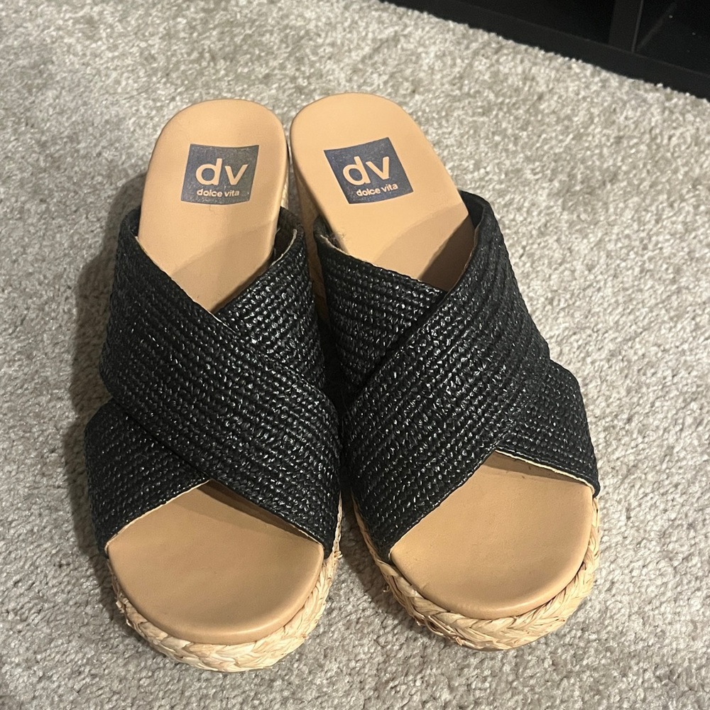 Dolce Vita Black Espadrille Slides